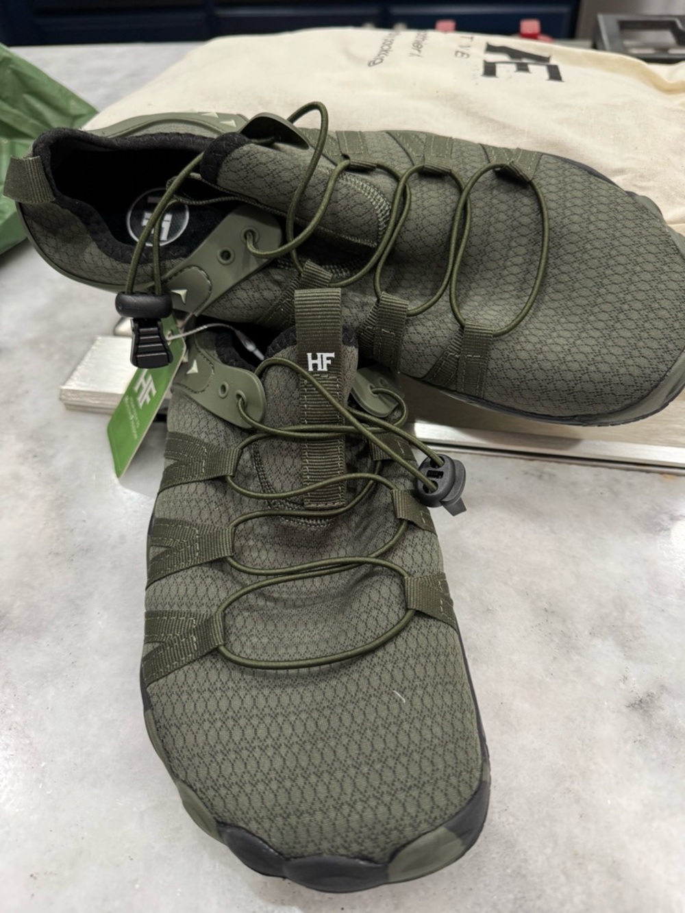 HF Men's Olive Green Slip-On Loafers with Quick-Lock Lacing